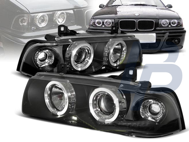 HEADLIGHTS BMW E36 12.90-08.99 ANGEL EYES BLACK - 2