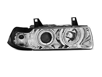 HEADLIGHTS BMW E36 12.90-08.99 C/C ANGEL EYES CHROME