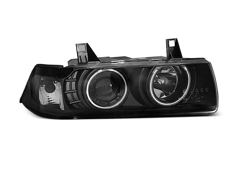 HEADLIGHTS BMW E36 12.90-08.99 C/C ANGEL EYES BLACK