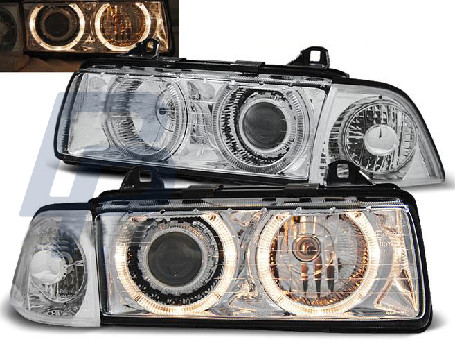 HEADLIGHTS BMW E36 12.90-08.99 ANGEL EYES CHROME - 2