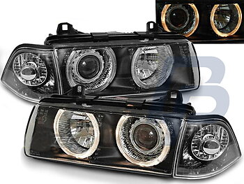 HEADLIGHTS BMW E36 12.90-08.99 ANGEL EYES BLACK
