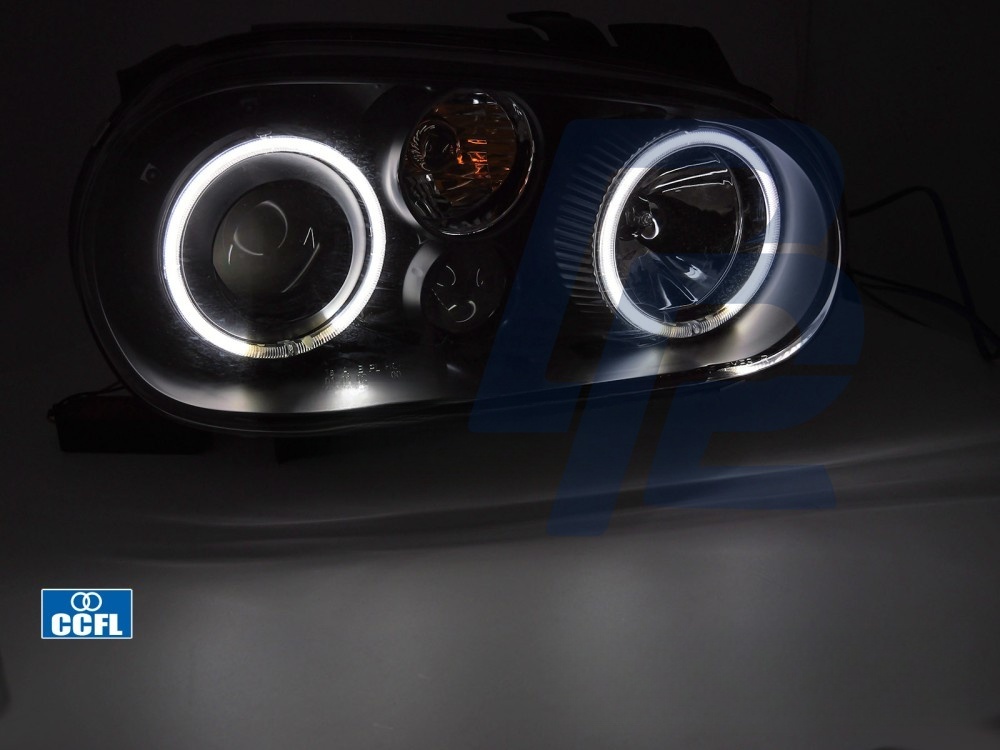 CCFL Angel Eyes Headlights Black for VW Golf IV 1997–2003 - 2