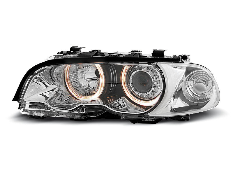 HEADLIGHTS BMW E46 04.99-08.01 COUPE CABRIO ANGEL EYES CHROME