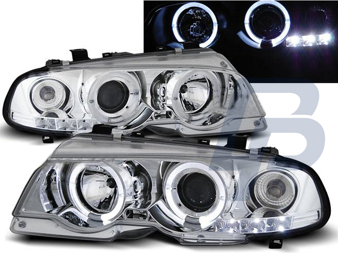 HEADLIGHTS BMW E46 04.99-03.03 COUPE ANGEL EYES CHROME - 2