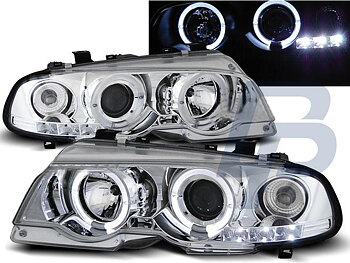 HEADLIGHTS BMW E46 04.99-03.03 COUPE ANGEL EYES CHROME