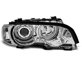 HEADLIGHTS BMW E46 04.99-08.01 COUPE CABRIO ANGEL EYES  CHROME CCFL
