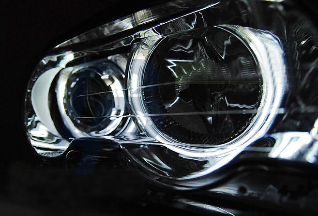 HEADLIGHTS BMW E46 04.99-08.01 COUPE CABRIO ANGEL EYES  CHROME CCFL - 2