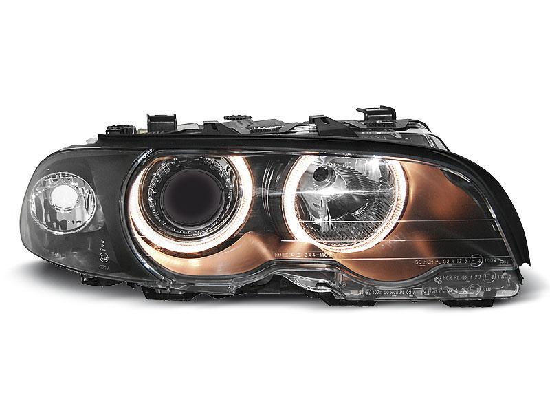 HEADLIGHTS BMW E46 04.99-08.01 COUPE CABRIO ANGEL EYES BLACK