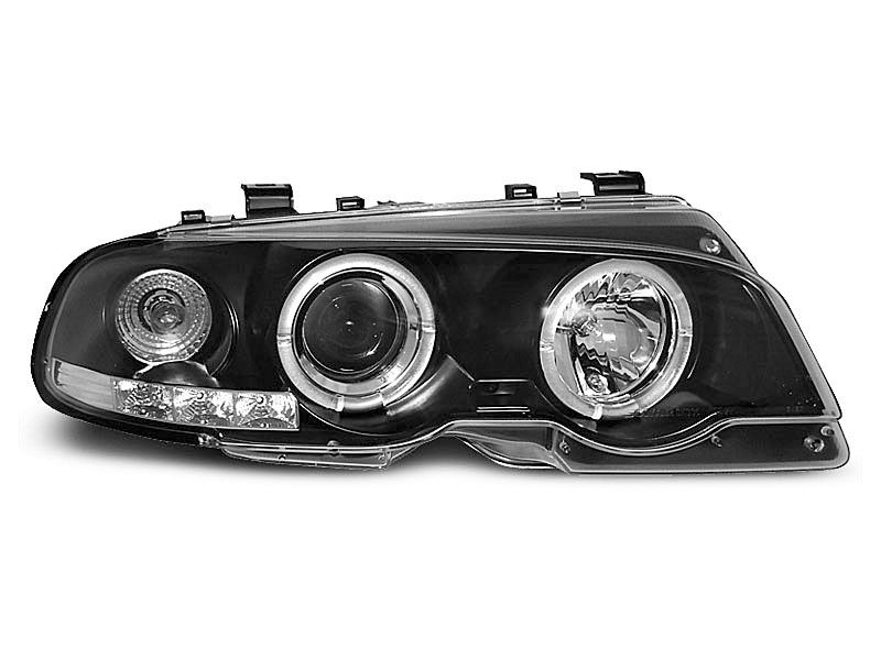 HEADLIGHTS BMW E46 04.99-03.03 COUPE ANGEL EYES BLACK