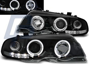 HEADLIGHTS BMW E46 04.99-03.03 COUPE ANGEL EYES BLACK