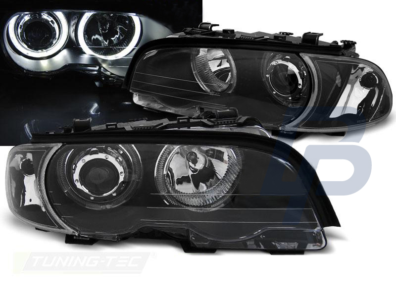 HEADLIGHTS BMW E46 04.99-03.03 COUPE CABRIO ANGEL EYES LED BLACK - 5