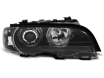 HEADLIGHTS BMW E46 04.99-03.03 COUPE CABRIO ANGEL EYES LED BLACK