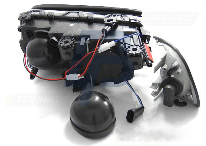 HEADLIGHTS BMW E46 04.99-03.03 COUPE CABRIO ANGEL EYES LED BLACK - 4