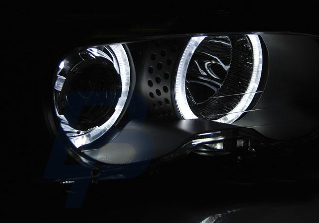 HEADLIGHTS BMW E46 04.99-03.03 COUPE CABRIO ANGEL EYES LED BLACK - 2