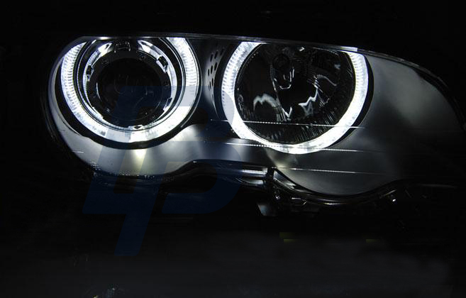 HEADLIGHTS BMW E46 04.99-03.03 COUPE CABRIO ANGEL EYES LED BLACK - 3