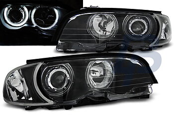HEADLIGHTS BMW E46 04.99-03.03 COUPE CABRIO ANGEL EYES CCFL BLACK
