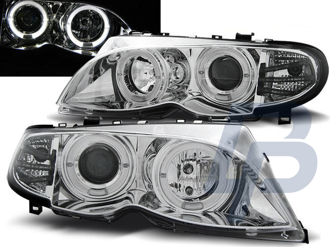 HEADLIGHTS BMW E46 09.01-03.05 ANGEL EYES CHROME - 2