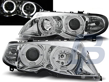 HEADLIGHTS BMW E46 09.01-03.05 ANGEL EYES CHROME