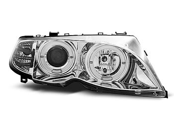 HEADLIGHTS BMW E46 09.01-03.05 ANGEL EYES CHROME