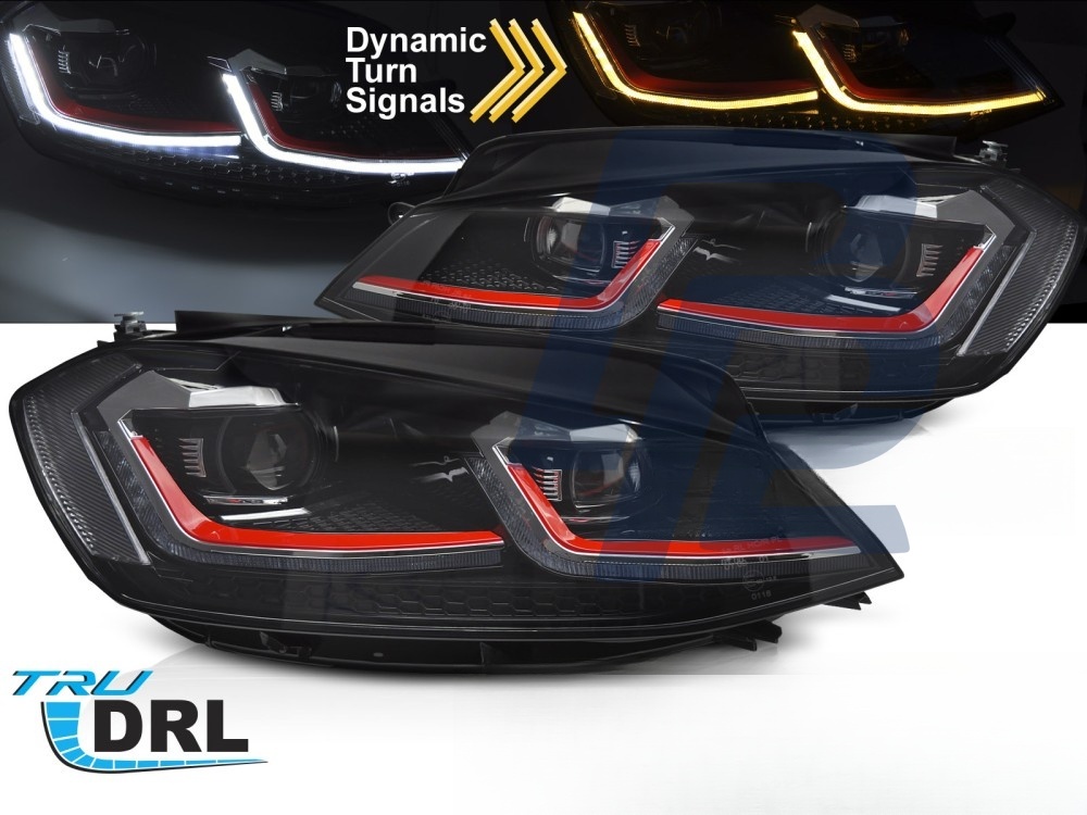 Headlights Red LED Sequential DRL for VW Golf VII 2017–2019 - 2