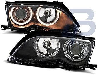 HEADLIGHTS BMW E46 09.01-03.05 ANGEL EYES BLACK