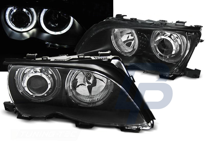 HEADLIGHTS BMW E46 09.01-03.05 ANGEL EYES LED BLACK - 4