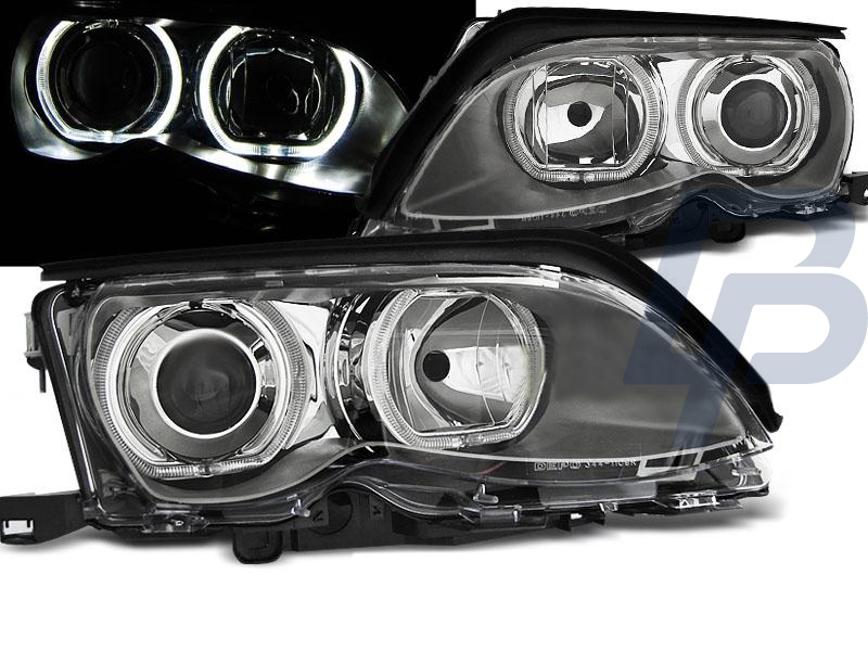 HEADLIGHTS BMW E46 09.01-03.05 ANGEL EYES LED CHROME - 3
