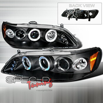HONDA ACCORD 98-02 2D HEADLIGHTS 1-PIECE BLACK V2 +LED