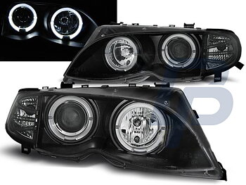 HEADLIGHTS BMW E46 09.01-03.05 ANGEL EYES BLACK