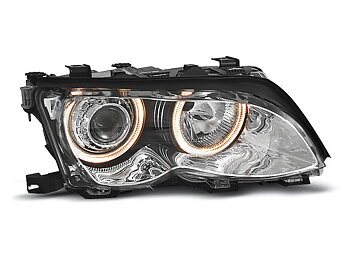 HEADLIGHTS BMW E46 09.01-03.05 ANGEL EYES CHROME