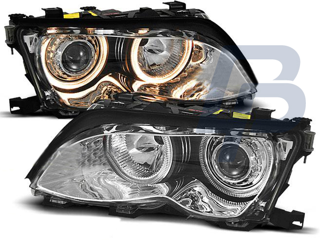 HEADLIGHTS BMW E46 09.01-03.05 ANGEL EYES CHROME - 2