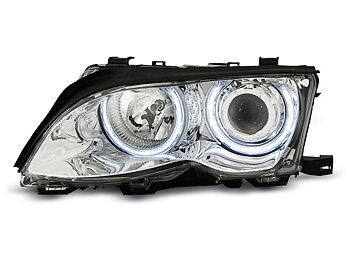 HEADLIGHTS BMW E46 09.01-03.05 ANGEL EYES CHROME