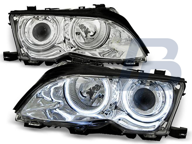 HEADLIGHTS BMW E46 09.01-03.05 ANGEL EYES CHROME - 2