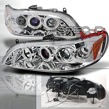 HONDA ACCORD 98-02 2D HEADLIGHTS 1-PIECE CHROME V2 +LED