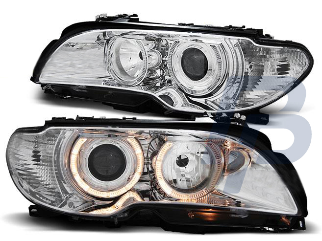 HEADLIGHTS BMW E46 04.03-06 COUPE CABRIO ANGEL EYES CHROME - 2