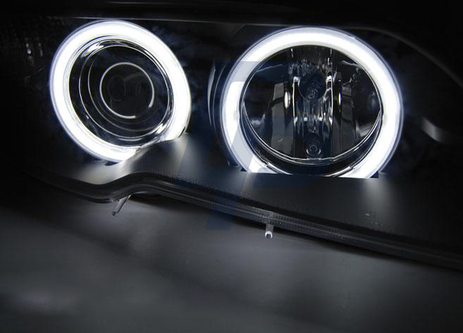 HEADLIGHTS BMW E46 04.03-06 COUPE CABRIO ANGEL EYES CCFL XENON BLACK - 3