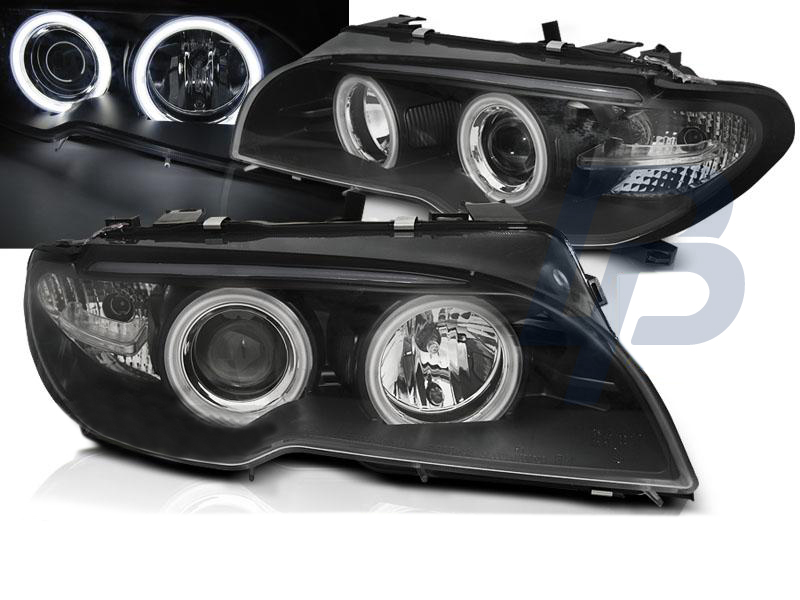 HEADLIGHTS BMW E46 04.03-06 COUPE CABRIO ANGEL EYES CCFL XENON BLACK - 5