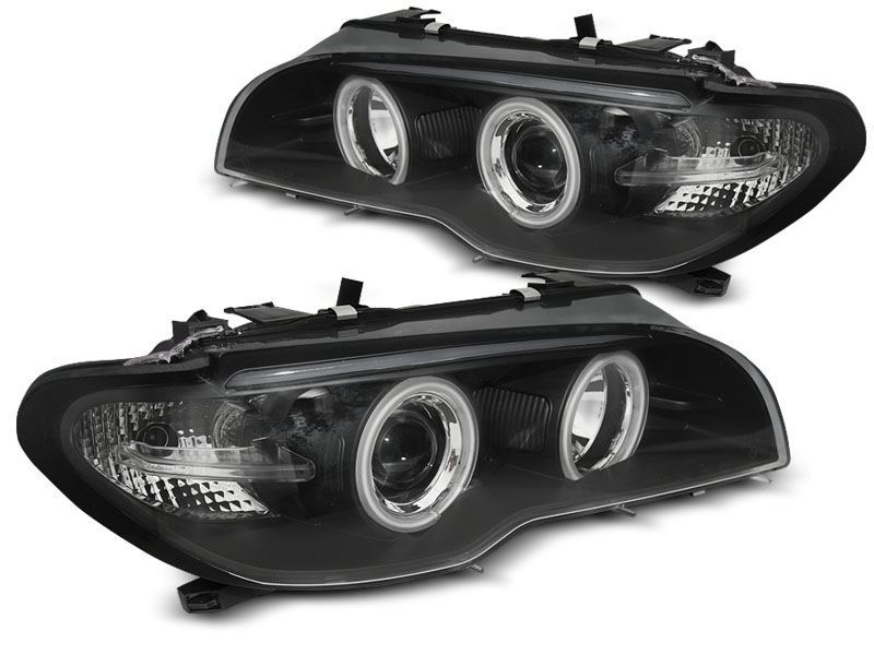 HEADLIGHTS BMW E46 04.03-06 COUPE CABRIO ANGEL EYES CCFL XENON BLACK