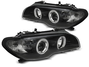 HEADLIGHTS BMW E46 04.03-06 COUPE CABRIO ANGEL EYES CCFL XENON BLACK