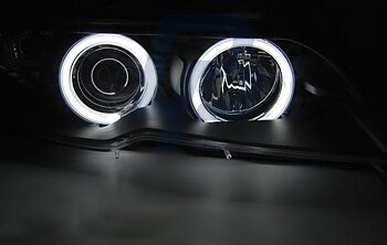 HEADLIGHTS BMW E46 04.03-06 COUPE CABRIO ANGEL EYES CCFL XENON BLACK