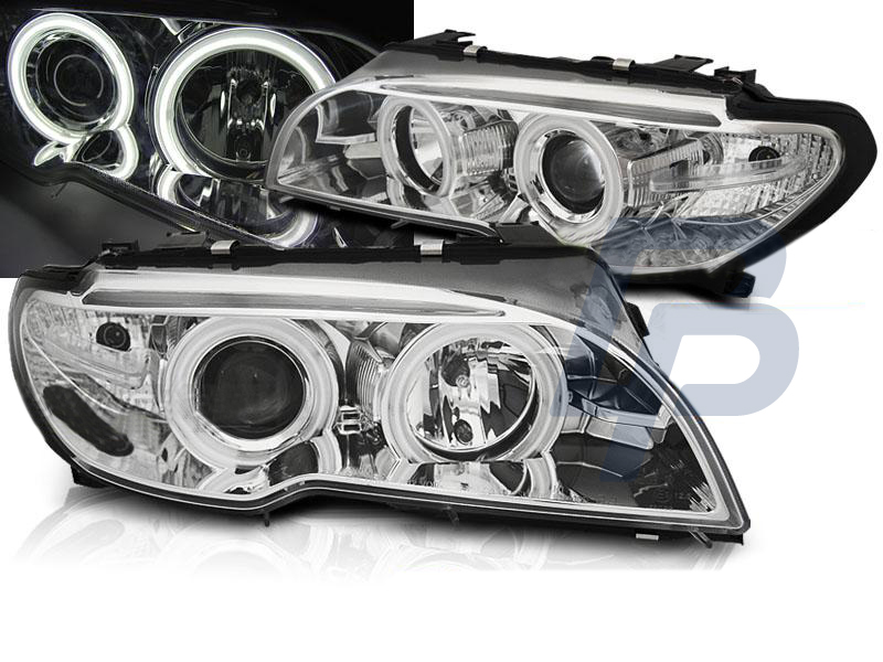 HEADLIGHTS BMW E46 04.03-06 COUPE CABRIO ANGEL EYES CCFL CHROME - 4
