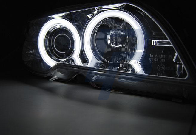 HEADLIGHTS BMW E46 04.03-06 COUPE CABRIO ANGEL EYES CCFL XENON CHROME - 4