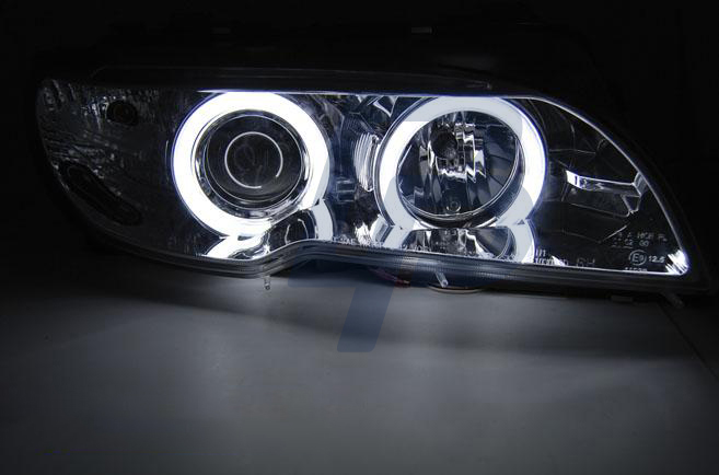 HEADLIGHTS BMW E46 04.03-06 COUPE CABRIO ANGEL EYES CCFL XENON CHROME - 3