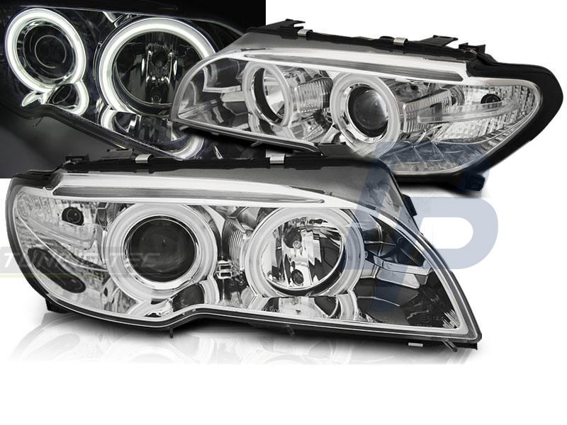 HEADLIGHTS BMW E46 04.03-06 COUPE CABRIO ANGEL EYES CCFL XENON CHROME - 6