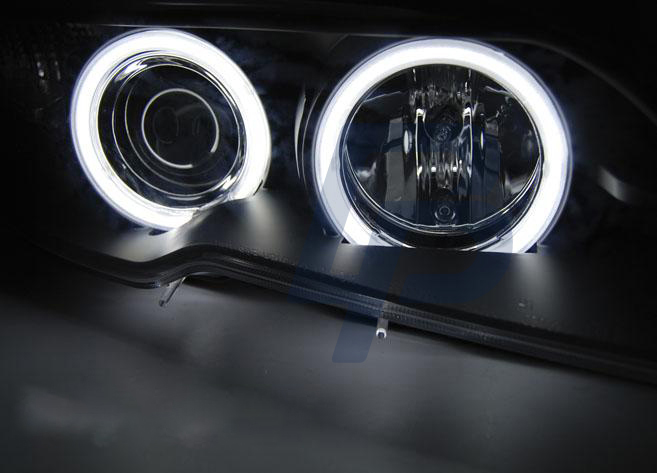 HEADLIGHTS BMW E46 04.03-06 COUPE CABRIO ANGEL EYES CCFL BLACK - 2