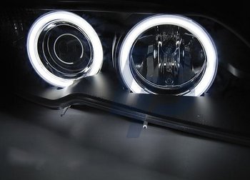 HEADLIGHTS BMW E46 04.03-06 COUPE CABRIO ANGEL EYES CCFL BLACK
