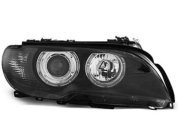 HEADLIGHTS BMW E46 04.03-06 COUPE CABRIO ANGEL EYES BLACK