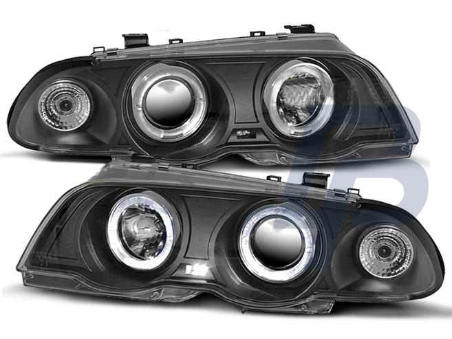 HEADLIGHTS BMW E46 05.98-08.01 ANGEL EYES BLACK - 2