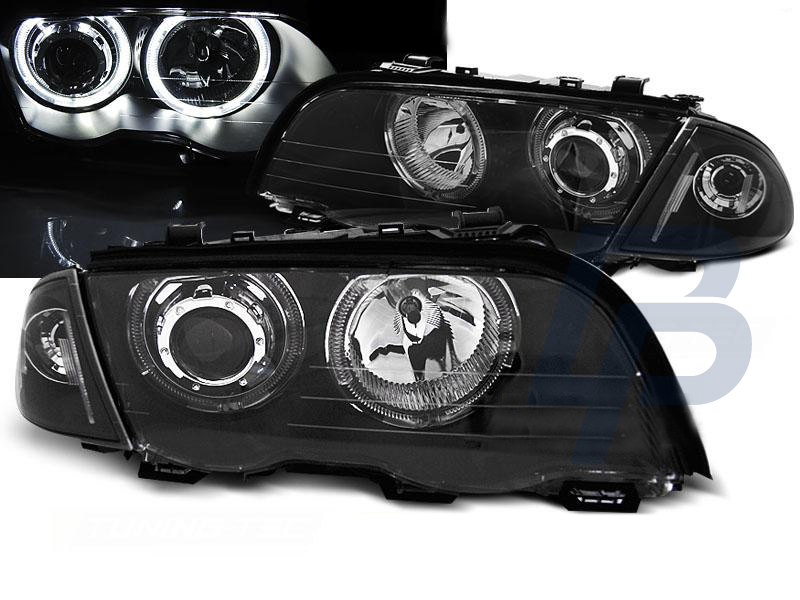 HEADLIGHTS BMW E46 05.98-08.01 S/T ANGEL EYES LED BLACK - 5