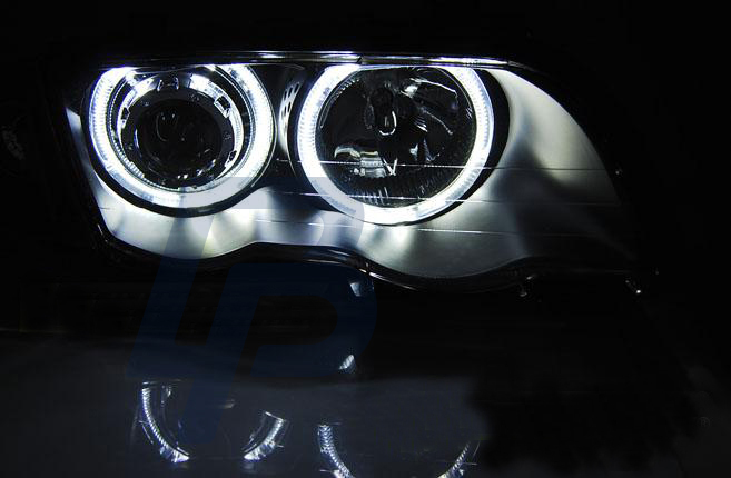 HEADLIGHTS BMW E46 05.98-08.01 S/T ANGEL EYES LED BLACK - 2